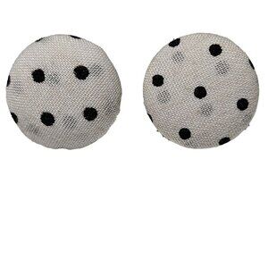 Vintage Polka Dot Fabric Covered Earrings Retro 50s 60s Fashion Jewelry Women